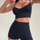Sling Breast Cup High Waist Shorts Sports Two-Piece Set Q22S8064