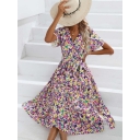 Dress Summer Small Flower Split V-Neck Dress XML109102