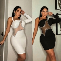 Sexy Slim Mesh Hot Diamond Dress Nightclub Skirt SK2443