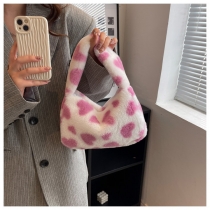 Simple and lovely winter plush small bag handbag woolen bag printing small handbag MS7970
