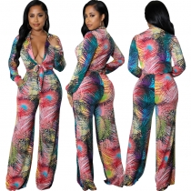 Casual fashion digital printing suit two-piece set SMR11145