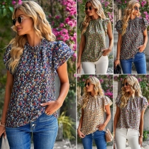Loose casual top with floral round neck shirt D2312028