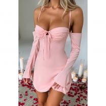 Strap sexy chest strap cut out dress YJ23359