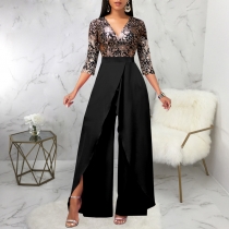 Sexy and fashionable solid V-neck women's jumpsuit SMR12074