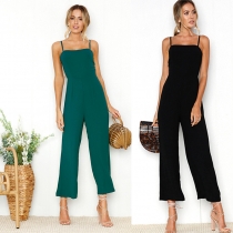 Sleeveless solid color jumpsuit W0103