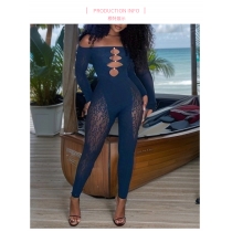 Off shoulder high waisted jumpsuit with tight fitting oversized yoga pants seamless jumpsuit YDT059