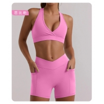 High waisted sports top, hip lifting shorts set B3073+K3611