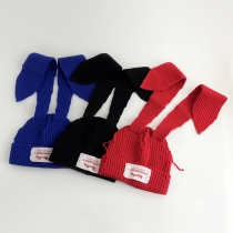 Long ear knitted yarn cap for warmth and thick knitted yarn cap 738288315403-3