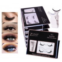 Adhesive free quick paste magnetic suction false eyelashes A755028618315