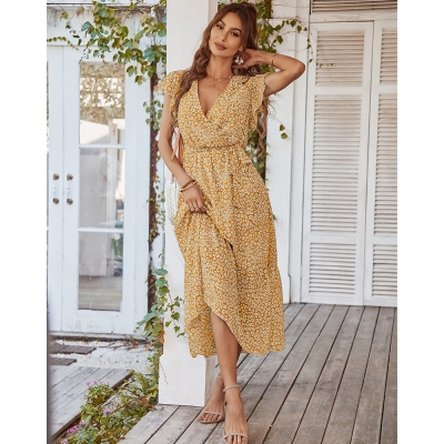 Sexy and elegant dress, spring/summer printed casual vacation dress D2223023
