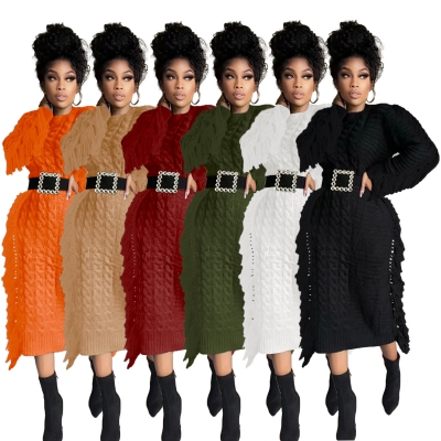 Women's long fringed woolen dress TS1279