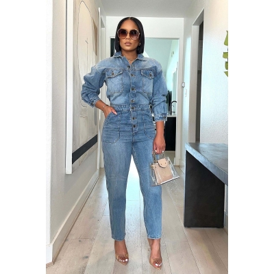 Sexy and fashionable denim jumpsuit JLX6966