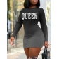 Sexy bag hip gradient color personalized print short-sleeved plus size dress long sleeves DL0244-1