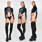 Sexy Cutout Print High Waist Hip Bodysuit K22K11960