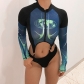 Sexy Cutout Print High Waist Hip Bodysuit K22K11960