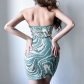 Sexy pattern halter neck bandage woolen dress slim hot girl revealing backpack hip skirt D20793