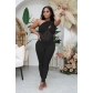 Fashionable mesh panelled jumpsuit with chest pad XY88112