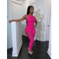 Fashionable and sexy hollow solid color jumpsuit YD8611