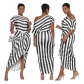 women's striped off shoulder irregular dress y6655