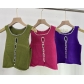 Hooked Cutout Knit Tank Top Sleeveless T-Shirt FQ0417