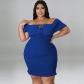 plus size women's one word neck package hip dress MY978