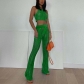Round neck sleeveless sexy cropped navel fashion ripped knitted suit AJ4372