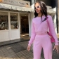 Women's fashion round neck long sleeved T-shirt slim casual pants suit K22S20666