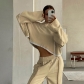 Women's fashion bandage long sleeve color contrast stitching loose casual sweater K22S21608