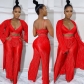 Women's sexy, fashionable and comfortable pleated cloth long cape wide leg pants 3-piece set XM9160