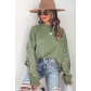 Hollow out floral long sleeve sweater loose round neck pullover SY2721105