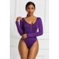 Solid color long sleeve round neck sexy jumpsuit YD5005