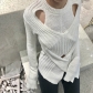 Chaozhou Brand Irregular Sweater Autumn and Winter New Loose Slim Slim Knit Long Sleeve Round Neck Top PD714
