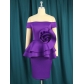 Off-shoulder three-dimensional decorative sexy dress party dress 3D flower fake two-piece one-step skirt AM221201