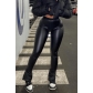 PU sexy tight split casual pants for women S6853