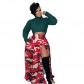 Women's casual camouflage printed zippered split elastic waist skirt S390441