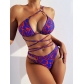 Single-shoulder printed swimsuit split body women's swimsuit lace up high waist bikini SGX-YXY21142