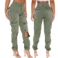 Beautiful fashion slim camouflage printing comfortable casual elastic cargo pants HSF2643