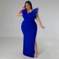 Solid Color Slim Fit Slim Wrap Hip Elastic Dress Banquet Dress N7801