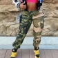 Trendy camouflage new product contrast color personalized patch pocket leggings 9146PD