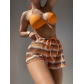 Women's Bikini Three Piece Set with Hanging Neck Flats, Sports Style Bikini Split Swimwear SGX-YXY21062