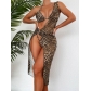 Leopard print sunscreen three piece mesh swimsuit for women's bikini beach swimsuit SGX-YXY22117