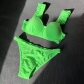 Solid Split Style Swimwear Bikini Hard Cup Pleated Fleece Strap Swimwear SYF9059