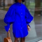Large Women's Loose Bubble Sleeves Solid Color Long Sleeve Shirt Skirt Foreign Trade Dress D3044
