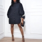 Large Women's Loose Bubble Sleeves Solid Color Long Sleeve Shirt Skirt Foreign Trade Dress D3044