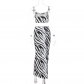 Zebra print suspender top with buttocks and casual mid length skirt set S3211646K