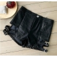 Faux leather black shorts, hot pants, ultra short nightclub women's casual pants HY838