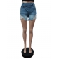 Stretch denim shorts with summer tassels F88484