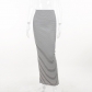 High waisted black and white striped straight skirt, versatile casual long skirt YY23161