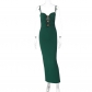 Solid color hollowed out pit stripe fashionable and sexy slim fitting suspender dress D3412291W