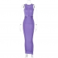 Fashionable solid color hollow out slim fitting round neck sleeveless dress D3312011A